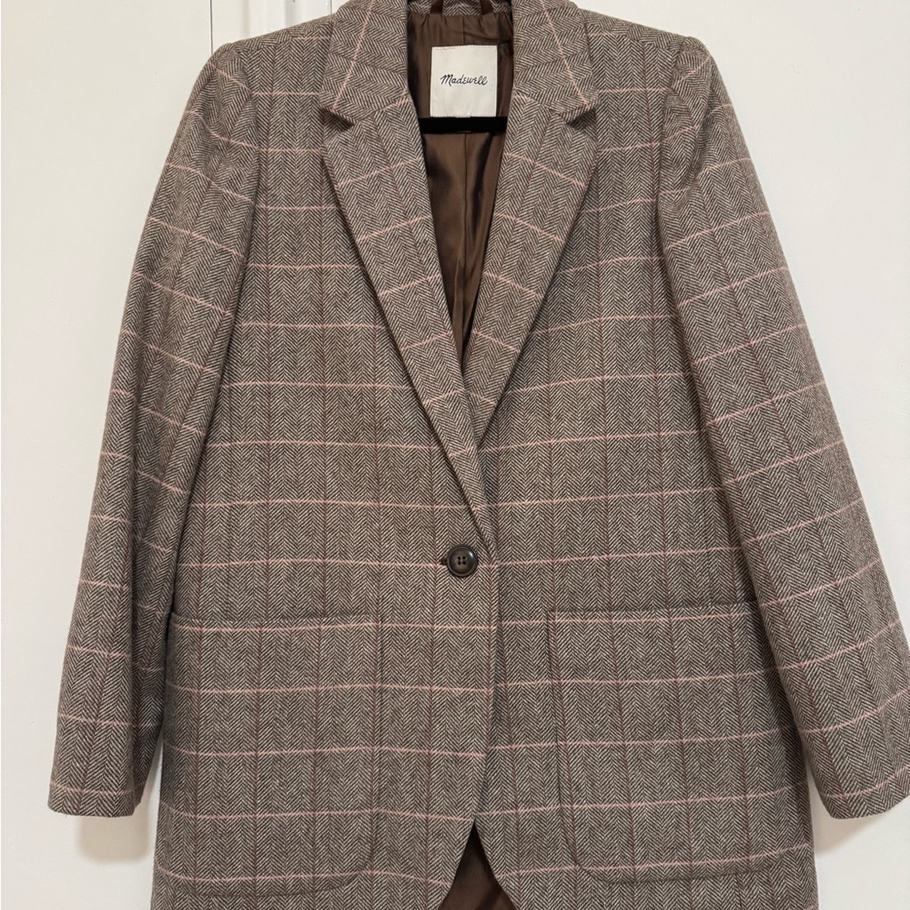 Madewell Plaid Women's Blazer Coat with Lined Collar